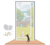 LAIJIANG Cat Screen Door, Reinforced Mesh Screen Door With Double Zipper Easy Access, Keep Cats Indoors Prevent Pets Escape, Scratch Proof & Keeping Air Fresh(WHITE D,80x210cm/32x83'')