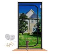 LAIJIANG Cat Screen Door, Reinforced Mesh Screen Door With Double Zipper Easy Access, Keep Cats Indoors Prevent Pets Escape, Scratch Proof & Keeping Air Fresh(BLACK D,90x210cm/36x83'')