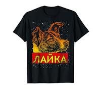 Laika Dog Animal Space Astronaut Soviet Union Cyrillic T-Shirt
