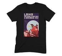 Laika Space Dog Soviet Union Space Propaganda Poster CCCP Communist Mens T-Shirt (3XL, Black)