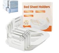 LAIKAIEU Bed Sheet Holder Set With 2 Lock Strips, Heavy Duty Bed Sheet Fasteners, Non-Slip Lock Sheet Clips, Keep Sheets Firm & Tight Mattress, Blankets, Bedding (White, 4pcs)