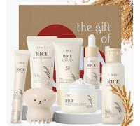 LAIKOU Korean Rice Skincare Set, 7Pcs Face Care Kit for Soft & Radiant Skin | Fermented Rice, Cleanser, Toner, Serum, Eye Cream, Face Cream, Christmas Birthday Gifts for Women Teenage Girls Travel Sized