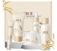 LAIKOU Korean Rice Skincare Set, Christmas Birthday Gifts for Women 5Pcs | Face Care Kit with Cleanser, Toner, Serum, Eye Cream, Face Cream for Teenage Girls Mom Daughter, Travel TSA-friendly Sizes