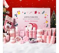 LAIKOU Sakura Beauty Advent Calendar, Self Care Pamper Set with Serum, Creams, Masks, Shampoo & Candle, Skincare & Body Care Surprises for 24 Days to Christmas Countdown for Women, Mum, Sister & Girls