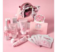 LAIKOU Sakura Skincare Set, 11 Pcs Face Hydrating Kit with Serum, Moisturiser, Eye Cream, Sunscreen SPF50, Mud Mask, Greeting Cards & Gift Bag, Christmas Birthday Pamper Gifts for Women Teenage Girl