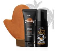 LAIKOU Self Tanning Kit, Express Bronzing Mousse & Gradual Tan Lotion with Mitt, Fast Developing Fake Tan for Streak-Free, Natural Sun-Kissed Glow with Aloe Vera, Coconut Oil & Vitamin E, Women & Men