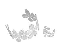 Laikoutd 2Pcs Elegant Floral Patterned Adjustable Rings Combo Portable Jewelry Gift Ideas Metal Bangle Rings Combo