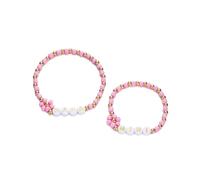 Laikoutd 2pcs Sophisticated Bracelets Set Elegant Heart Flower Beaded Stackable Bracelets with Card for Women Jewelry Gifts Floral Design
