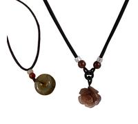Laikoutd 2Pieces Modern Rose Flower Pendant Necklace Peace Buckle Pendant Necklace For Women Who Love Trendy Accessories