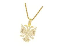 Laikoutd Classical Albania Accipiter Themed Pendant Necklace Sweater Chain Gift Concept for Both Genders Stainless Steel Pendant Chain