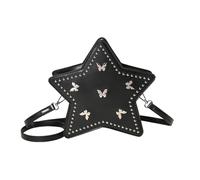 Laikoutd Creative Star Shaped Shoulder Bag With Butterfly Designs PU Leather Crossbody Purse Trendy Backpack For Fashion Women Everyday Use Handbag