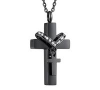 Laikoutd Double Crossed Pet Urn Pendant Memorial Necklace For Ashes With Easily Seal Design Dog Cats Urn Jewelry Loss Sympathy Gift