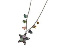 Laikoutd Elegant 5-Point Star Necklace Retro Sea Charm Design Neckchain Alloy Chain Neck Jewelry Daily Wear Accessory Star Pendant Necklace