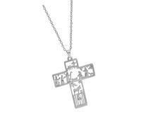 Laikoutd Hollow Wizard Crosses Pendant Necklace Featuring Vintage Design Crafted From Premium Stainless Steel for Distinctive Styles Stainless Steel Chain
