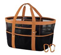 Laikoutd Light Weight PVC Hollowed Swimming Bag Large Compartment Beach With Carabiner Clips For Beach Toy Surfing Gear Family Travel Storage