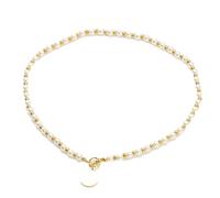 Laikoutd Shell and Pearls Geometric Pendant Necklace Stainless Steel Gold Plated for Various Occasions and Outfits Vintage Necklace