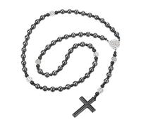 Laikoutd Stainless Steel Crucifix Pendant Necklace Beaded Chain Length Catholic Men Women Religious Jewelry