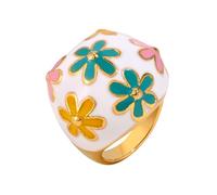 Laikoutd Statement Rings Flower Shape Unique Stainless Steel Texture Suitable for Fashion Women and Present Giving Daily