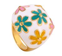 Laikoutd Statement Rings Flower Shape Unique Stainless Steel Texture Suitable for Fashion Women and Present Giving Daily