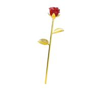 Laikoutd Stone Carved Rose Golden Base Rose Ornament Stone Carving Ornament Gold Base Flower Sculpture for Various Occasion
