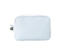 Laikoutd Travel Makeup Bag Small Cosmetic Organizer, Striped Toiletry Bag With Zipper - Portable For Purse, Skincare & Brushe, Light blue, Mass Beauty