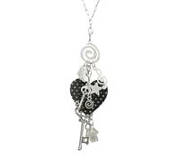 Laikoutd Trendsetting 60cm Extendable Charm Necklace Showcasing Artistic Dot Heart Skull and Spirals Detail Elegant Clavicle Chai Charm Necklace