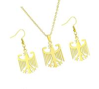Laikoutd Trendy German Eagled Symbol Jewelry Set with Matching Earrings and Necklace Patriotic Fashion Stainless Steel Accessories