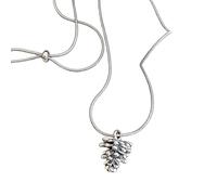 Laikoutd Unique Geometric Silver Pine Cone Pendant Necklace for Her Elegant Personalize Fashion Statement Jewelry Styles Fashion Accessory