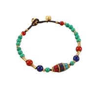 Laikoutd Unique Tibetan Nepalese Bracelets Using Turquoise and Copper for Versatile Everyday Wear Wax Cord
