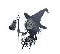 Laikoutd Weatherproofed Witches Halloweens Iron Landscapes Stake With LED Stable Garden Stake For Yard Display Witches Outdoor Night Decoration