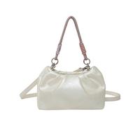 Laikoutd Women's PU Leather Bowling Bag Stylish Crossbody Bags With Adjustable Strap Satchel Purse For Shopping And Travel Ruched Fashion Handbag