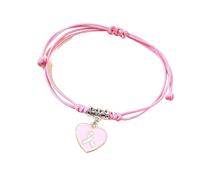 Laikoutd Zn Alloy Symbolic Heart Pendant Wristlet Adjustable for Chest Carcinoma Adjustable Ribbon Charm Bangle