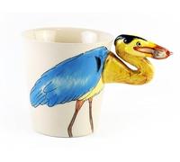 Laikram 3D bird head as the handle, Ceramic Mug Collection for Coffee Cups, adding distinct personality and charm to any desk or kitchen counter, Gift Ideas for Bird Lovers (Heron)