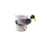 Laikram 3D bird head as the handle, Ceramic Mug Collection for Coffee Cups, adding distinct personality and charm to any desk or kitchen counter, Gift Ideas for Bird Lovers (Mallard Duck)