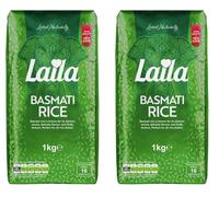 Laila Basmati Rice (Brick Pack) Long Grain 1KG (Pack of 2)