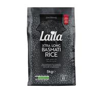 Laila Extra Long Grain Rice 5 Kg - 100 % Gluten Free - Extra Long Grain White Basmati Rice with Aroma Fragrant, Package May Vary
