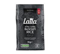 Laila Extra Long Grain Rice 5 Kg - 100% Gluten Free - Extra Long Grain White Basmati Rice with Aroma Fragrant, Package May Vary