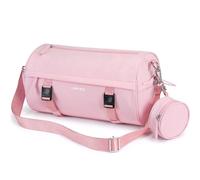 LAIMEIWEE Small Gym Bag for Women, Mini Barrel Travel Bag with Yoga Holder and Wet Compartment, Lightweight Gym Bag for Fitness, Dance, Travel and Swimming, pink, Classic