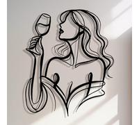 LAIMEIZI Metal Wall Art for Kitchen, 3D Black Woman Drinking Wine Wall Decor, Vintage Rustic Tin Sign for Living Room, Bar, Home Office - Unique Housewarming Gift (35x29cm)