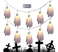 Laimejia 10pcs Halloween Ghosts String Lights 8 Modes, Halloween Decorations LED String Lights for Home Outdoor Patio Porch Yard Garden Tree Living Room Bedroom Party
