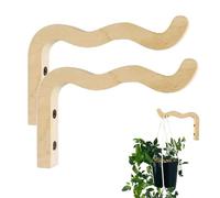 Laimejia 2pcs Wooden Plant Hanger, 12.8x17cm Wavy Wooden Wall Planter Hooks, Hanging WallPlants Hangers Flower Basket Bracket forPlanters Lanterns Flower Bracket Wind Chimes Decoration Hooks