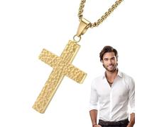 Laimejia Mens Cross Necklace | Cross Pendant Necklace for Men | Gold/Silver/Black Crossnecklace Pendantnecklaces with Secret Compartment for Men Women Casual Wear Occasions