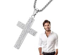Laimejia Mens Cross Necklace | Cross Pendant Necklace for Men | Gold/Silver/Black Crossnecklace Pendantnecklaces with Secret Compartment for Men Women Casual Wear Occasions