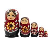 Laimejia Russian Dolls, 5 Pieces Handmade Russian Nesting Dolls, Hand-Painted Wood Sculpture, Home Decoration, Traditional Babushka Ornament for Birthday Gift, Christmas Home Room Decoration