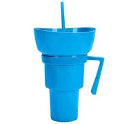 Laimejia Snack and Drink Cup Combo, 2 in 1 Drink Food Bowl Combo Cup with Straw, 900ml Leakproof TravelCups, Reusable PopcornCups with Handle for Popcorn Candy Chips for Movies and Stadium