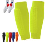 Laimer Shin Pads Children/Adults, Breathable Honeycomb Structure Shin Pad Holder with High Effective Protection for Training and Competitions, Pack of 2, Yellow Green x 2, S, Pack of 2