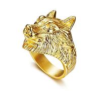 LAIMIUMIU33 Forest Wolf head Rings for men 3D Viking Wolf Rings Amulet Animal Style Wizard Worrior Hunter Biker 316 Stainless Steel Rings Iced Out Jewelry Punk Ring Hip Hop Cocktail Party mens fashion