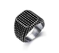 LAIMIUMIU33 Pitted Square ring for men Iced out Ring Hip Hop ring Black Biker 316 Stainless Steel Radiant Biker Rings Bling Cuban style Iced Out Jewelry Punk Ring Club ring Heavy Metal ring ceremony,