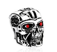 LAIMIUMIU33 Skull Rings for men Terminator Mask Soldier Rings Vampire Ruby Eyes Skull Ring Biker 316 Stainless Steel Rings Devil Demon Gothic Style Iced Out Jewelry Punk Ring Hip Hop Heavy Metal,