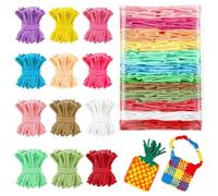 Lainballow 1000 Pcs Loom Loops with Rainbow Color, Cotton Weaving Loops, Refill Loop for 10 In Weaving Looms, 12 Color Loom Loop for Potholder Making, Elastic Craft Bands for DIY Projects Crafts Gifts